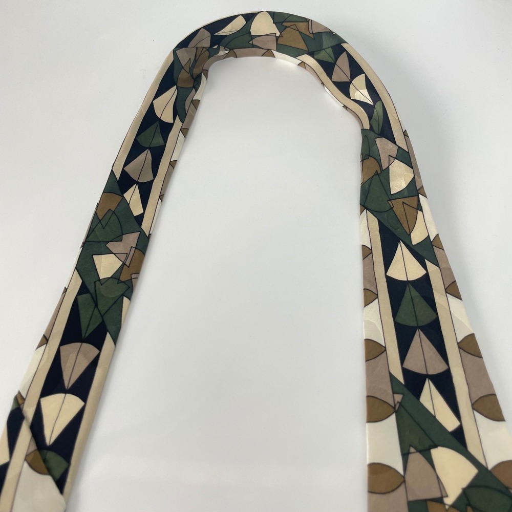 Vintage 90s Silk Tie Abstract Bachrach Screenplay by Martin Wong Geometric Olive - Picture 5 of 12